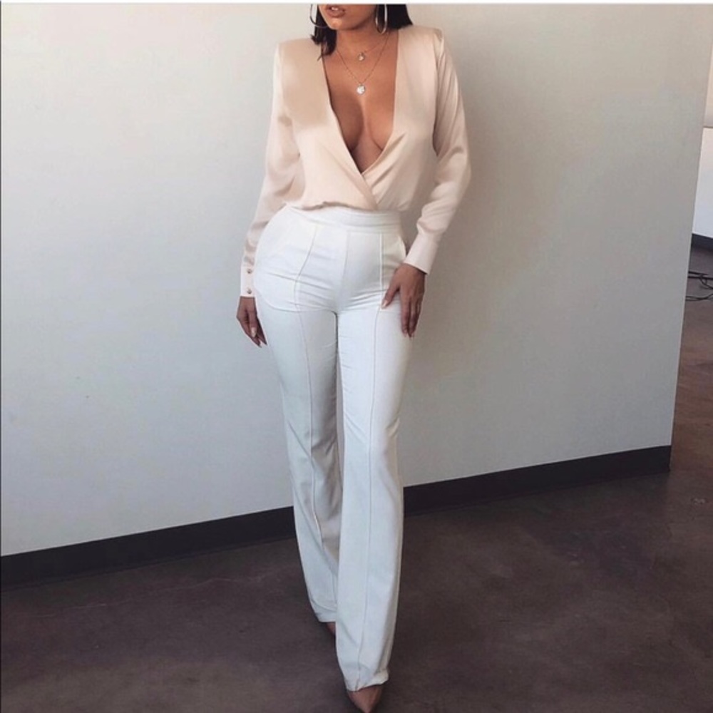 J LUX Label White Leg Trousers